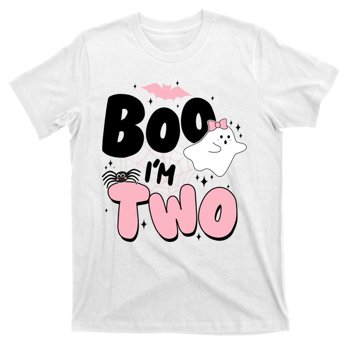 Cute Funny Halloween Boo Im Two Birthday Ghost Girl T-Shirt