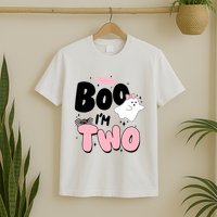Cute Funny Halloween Boo Im Two Birthday Ghost Girl T-Shirt