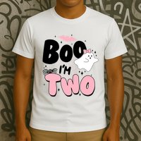 Cute Funny Halloween Boo Im Two Birthday Ghost Girl T-Shirt