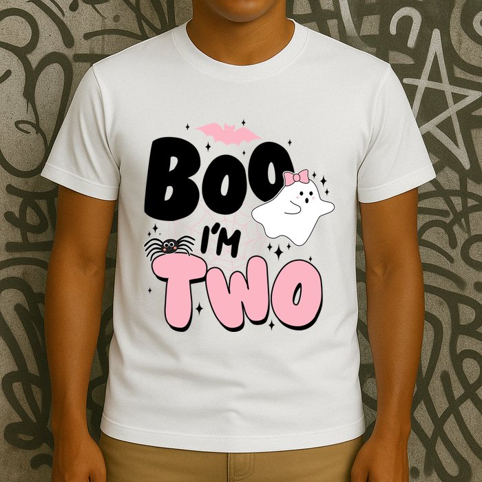 Cute Funny Halloween Boo Im Two Birthday Ghost Girl T-Shirt