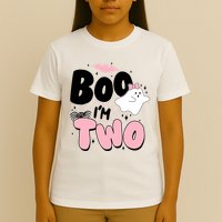 Cute Funny Halloween Boo Im Two Birthday Ghost Girl T-Shirt