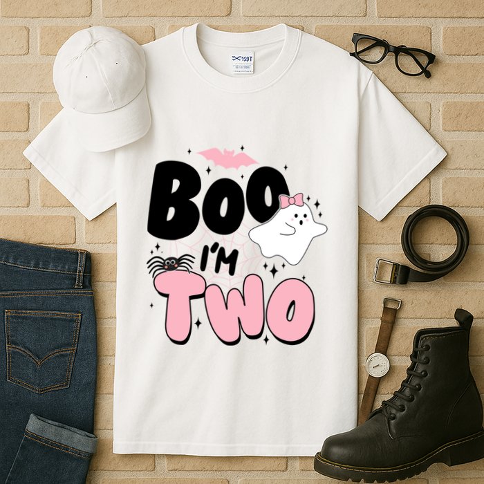 Cute Funny Halloween Boo Im Two Birthday Ghost Girl Tall T-Shirt
