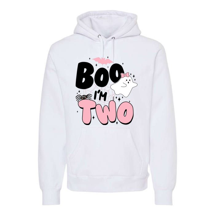 Cute Funny Halloween Boo Im Two Birthday Ghost Girl Premium Hoodie