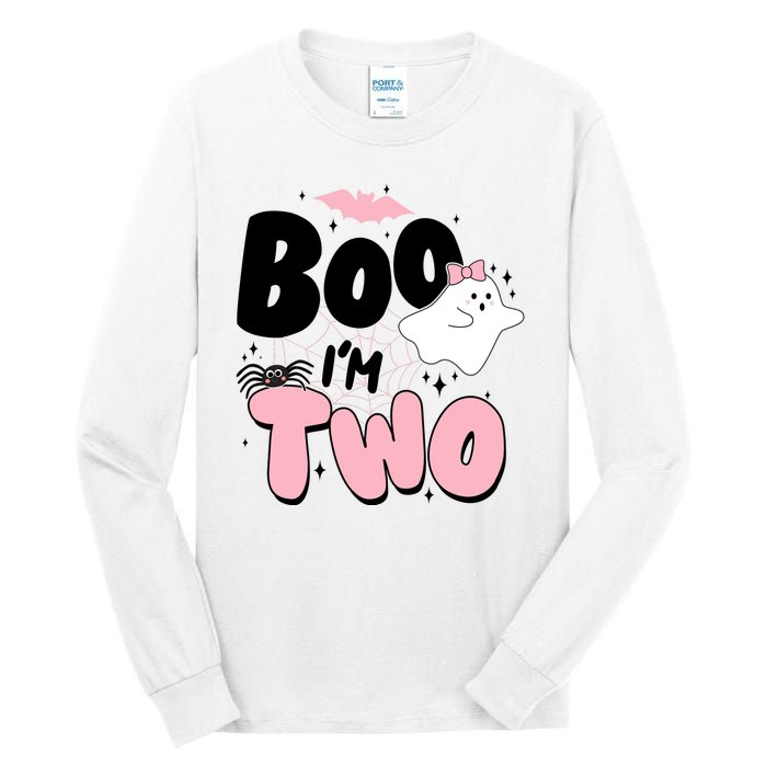 Cute Funny Halloween Boo Im Two Birthday Ghost Girl Tall Long Sleeve T-Shirt