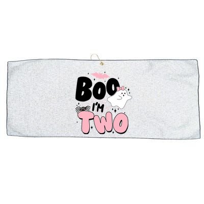 Cute Funny Halloween Boo Im Two Birthday Ghost Girl Large Microfiber Waffle Golf Towel