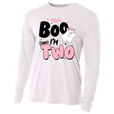 Cute Funny Halloween Boo Im Two Birthday Ghost Girl Cooling Performance Long Sleeve Crew