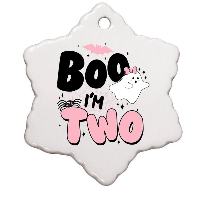 Cute Funny Halloween Boo Im Two Birthday Ghost Girl Ceramic Star Ornament