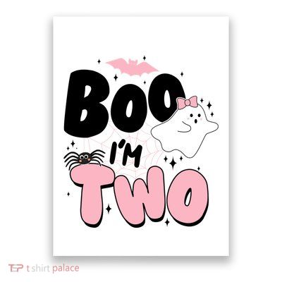 Cute Funny Halloween Boo Im Two Birthday Ghost Girl Poster