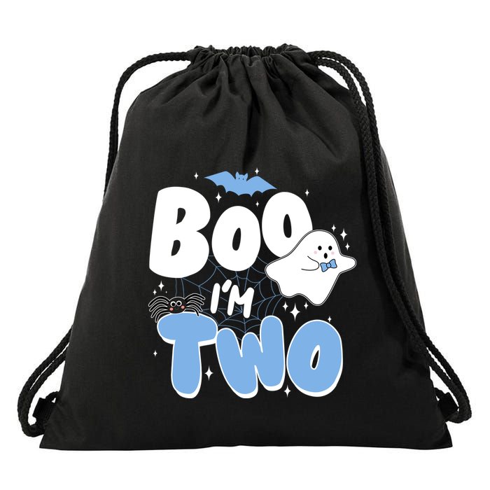 Cute Funny Halloween Boo Im Two Birthday Ghost Boy Drawstring Bag