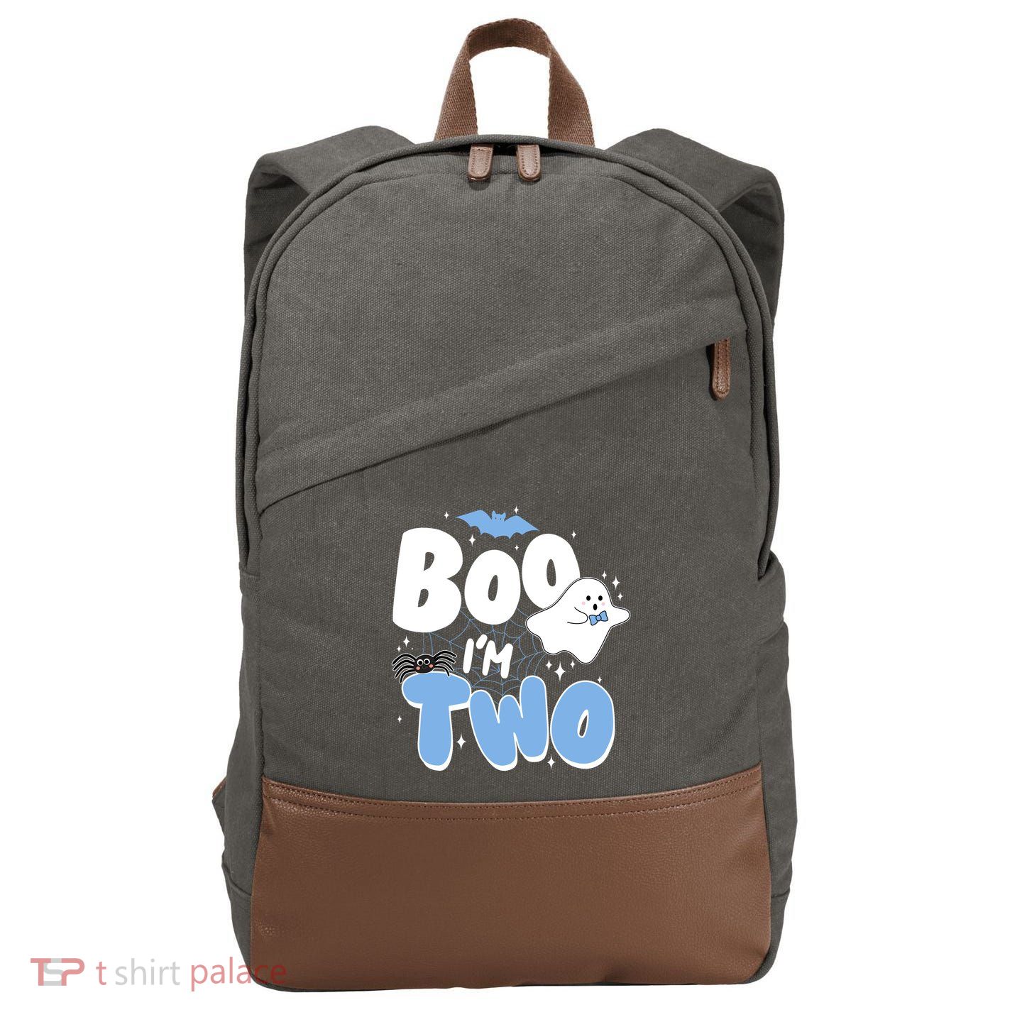 Cute Funny Halloween Boo Im Two Birthday Ghost Boy Cotton Canvas Backpack
