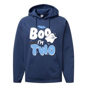 Cute Funny Halloween Boo Im Two Birthday Ghost Boy Performance Fleece Hoodie