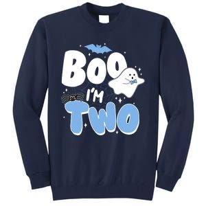 Cute Funny Halloween Boo Im Two Birthday Ghost Boy Tall Sweatshirt