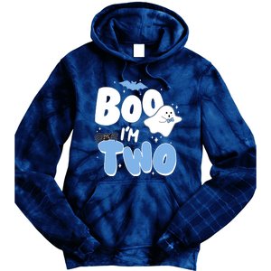 Cute Funny Halloween Boo Im Two Birthday Ghost Boy Tie Dye Hoodie