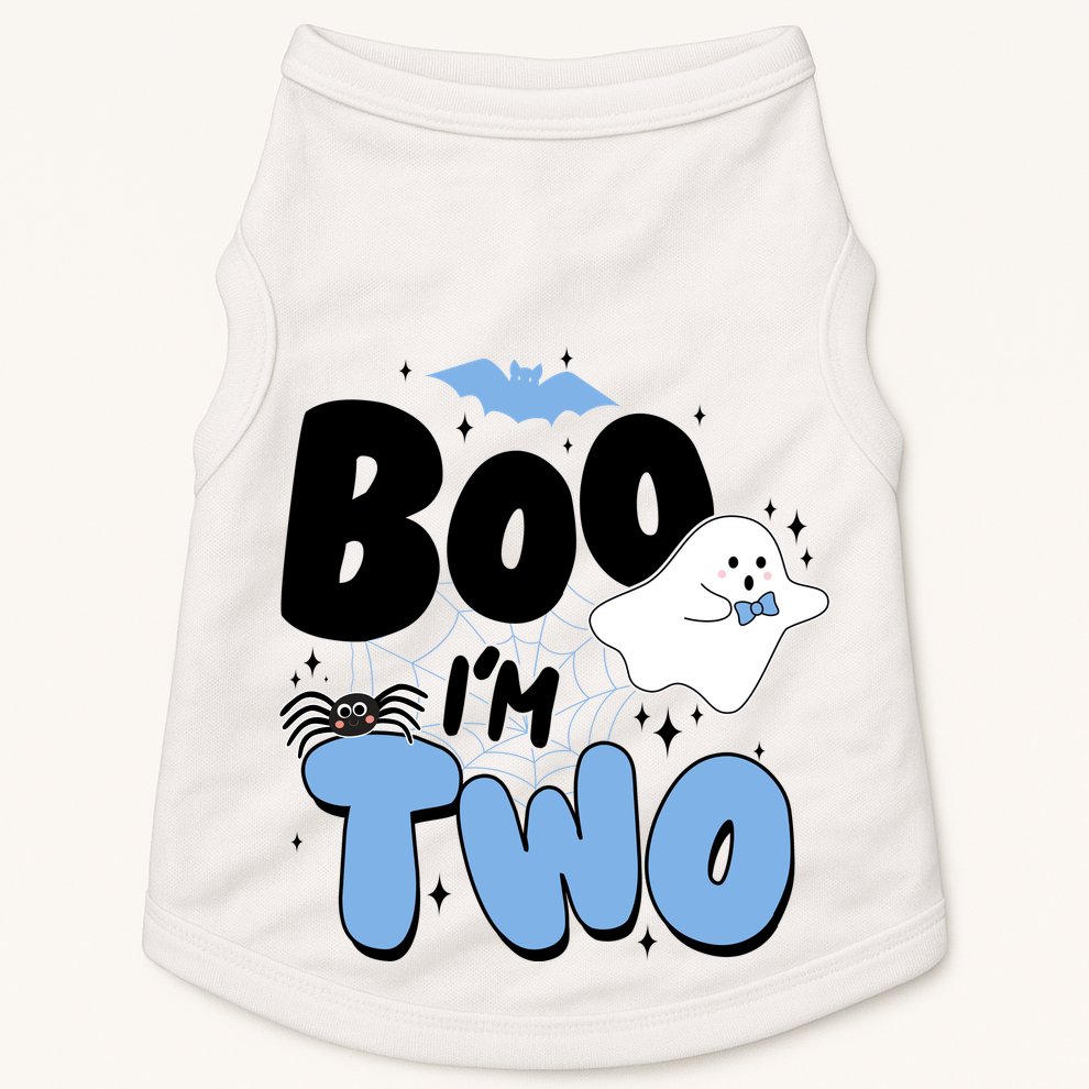 Cute Funny Halloween Boo Im Two Birthday Ghost Boy Doggie Tank