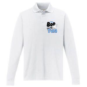 Cute Funny Halloween Boo Im Two Birthday Ghost Boy Performance Long Sleeve Polo