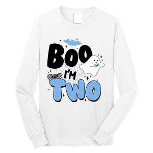 Cute Funny Halloween Boo Im Two Birthday Ghost Boy Long Sleeve Shirt