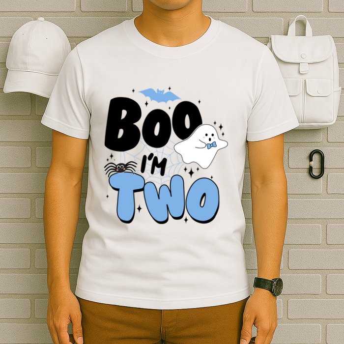 Cute Funny Halloween Boo Im Two Birthday Ghost Boy T-Shirt