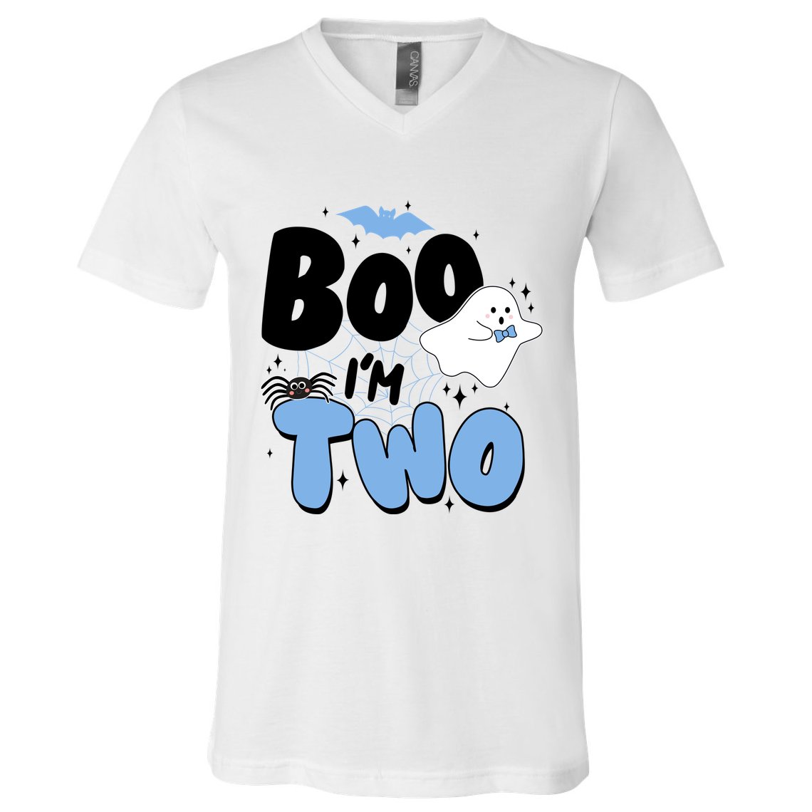 Cute Funny Halloween Boo Im Two Birthday Ghost Boy V-Neck T-Shirt