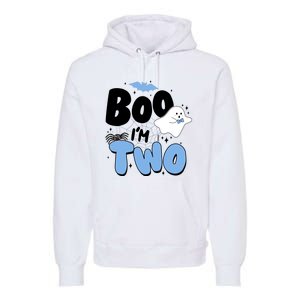 Cute Funny Halloween Boo Im Two Birthday Ghost Boy Premium Hoodie