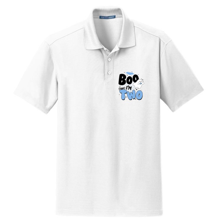 Cute Funny Halloween Boo Im Two Birthday Ghost Boy Dry Zone Grid Polo