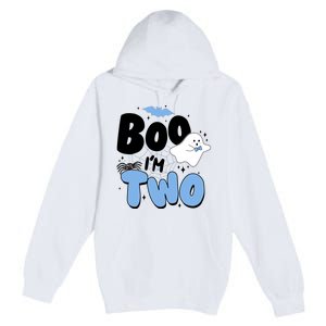 Cute Funny Halloween Boo Im Two Birthday Ghost Boy Premium Pullover Hoodie