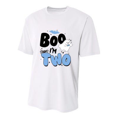 Cute Funny Halloween Boo Im Two Birthday Ghost Boy Youth Performance Sprint T-Shirt