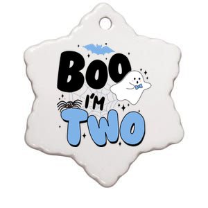 Cute Funny Halloween Boo Im Two Birthday Ghost Boy Ceramic Star Ornament