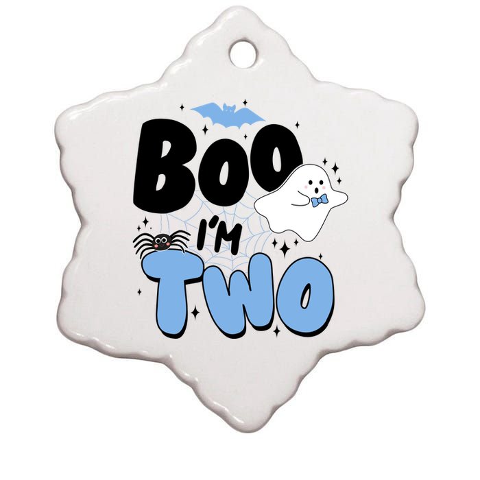 Cute Funny Halloween Boo Im Two Birthday Ghost Boy Ceramic Star Ornament