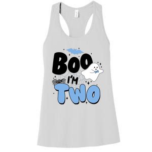 Cute Funny Halloween Boo Im Two Birthday Ghost Boy Women's Racerback Tank