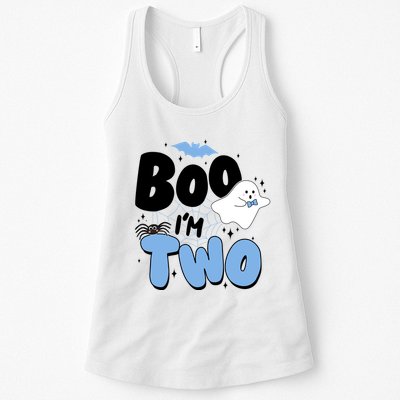 Cute Funny Halloween Boo Im Two Birthday Ghost Boy Womens Tank Top
