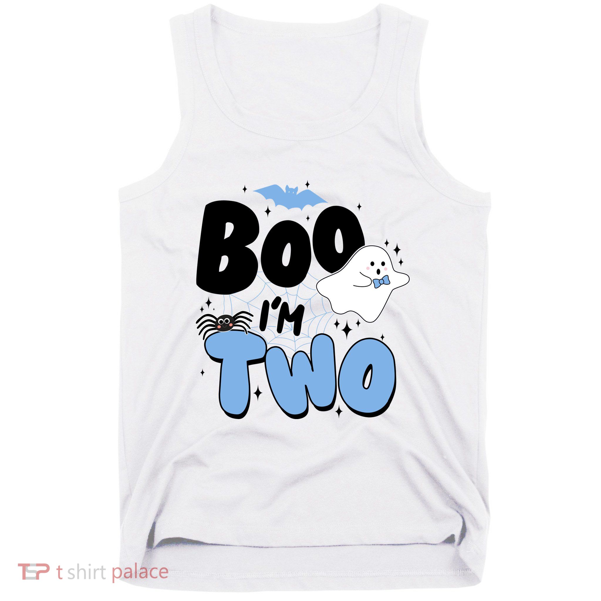 Cute Funny Halloween Boo Im Two Birthday Ghost Boy Tank Top