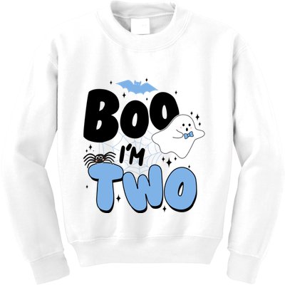 Cute Funny Halloween Boo Im Two Birthday Ghost Boy Kids Sweatshirt