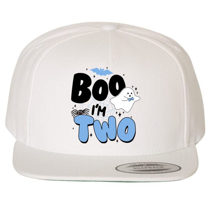 Cute Funny Halloween Boo Im Two Birthday Ghost Boy Wool Snapback Cap