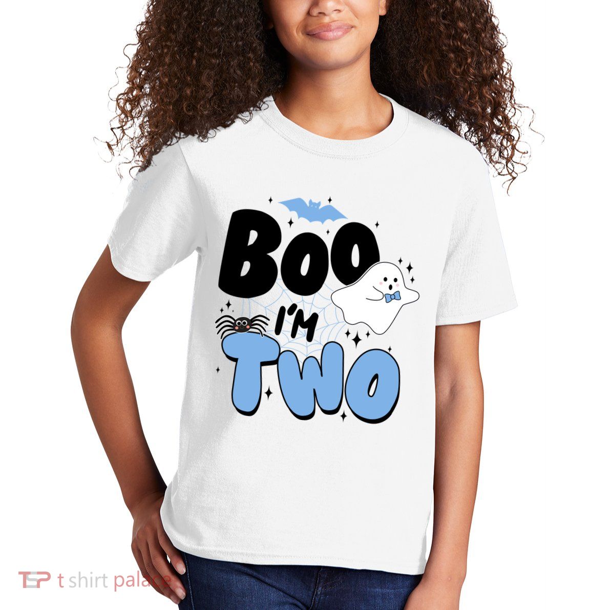 Cute Funny Halloween Boo Im Two Birthday Ghost Boy Kids T-Shirt