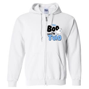 Cute Funny Halloween Boo Im Two Birthday Ghost Boy Full Zip Hoodie