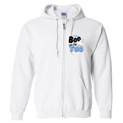Cute Funny Halloween Boo Im Two Birthday Ghost Boy Full Zip Hoodie