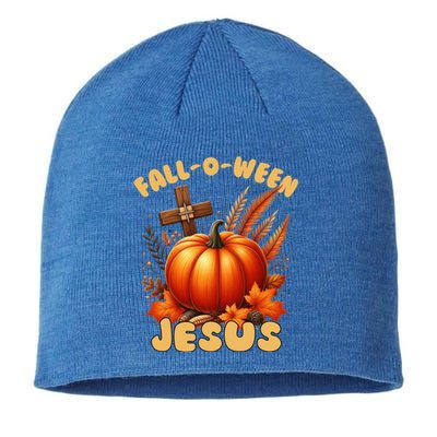 Christian Falloween Halloween Pun (Following) Jesus Cool Gift Sustainable Beanie