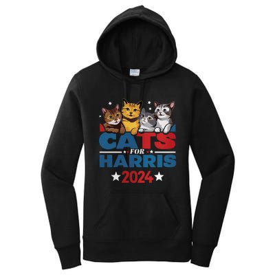 Cats For Harris 2024 Kamala Harris For President 2024 Women's Pullover Hoodie