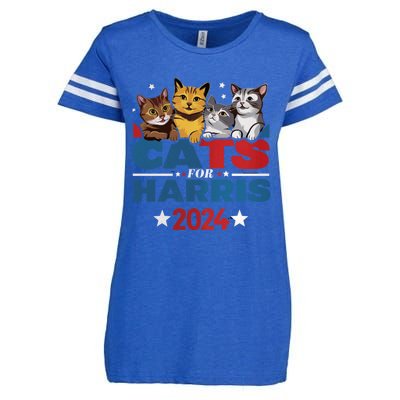 Cats For Harris 2024 Kamala Harris For President 2024 Enza Ladies Jersey Football T-Shirt