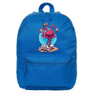 Creepy Flamingo Halloween Horror Skull 16 in Basic Backpack