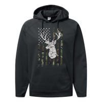 Camouflage Flag Hunter Buck Deer Hunting Performance Fleece Hoodie