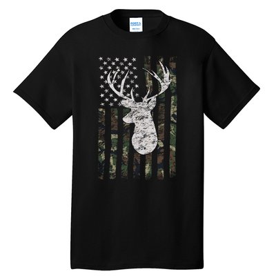 Camouflage Flag Hunter Buck Deer Hunting Tall T-Shirt