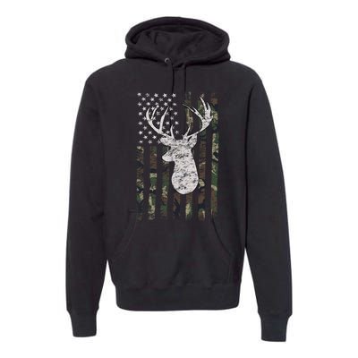 Camouflage Flag Hunter Buck Deer Hunting Premium Hoodie