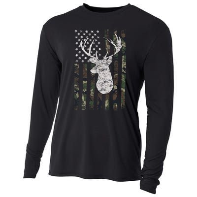 Camouflage Flag Hunter Buck Deer Hunting Cooling Performance Long Sleeve Crew