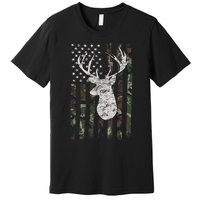 Camouflage Flag Hunter Buck Deer Hunting Premium T-Shirt