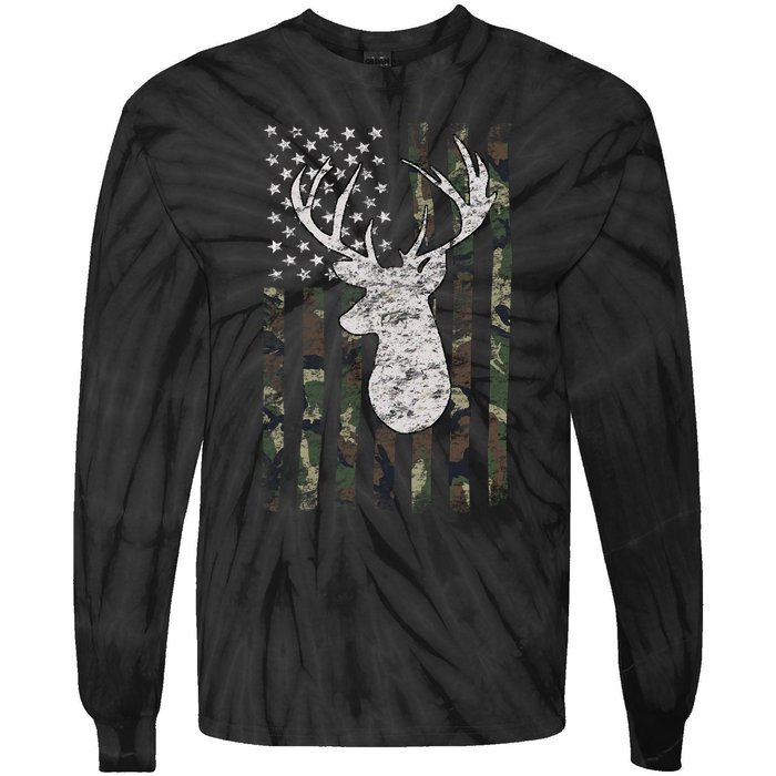 Camouflage Flag Hunter Buck Deer Hunting Tie-Dye Long Sleeve Shirt