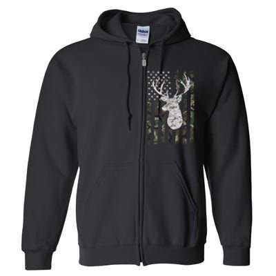 Camouflage Flag Hunter Buck Deer Hunting Full Zip Hoodie