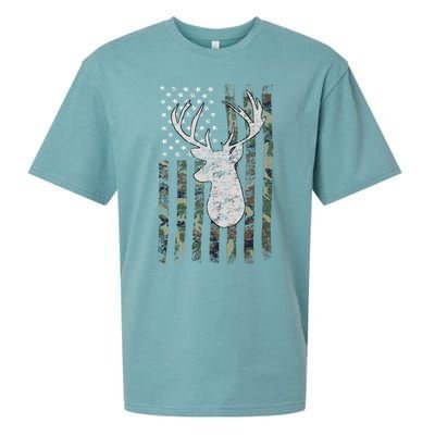 Camouflage Flag Hunter Buck Deer Hunting Sueded Cloud Jersey T-Shirt