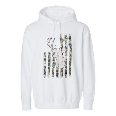 Camouflage Flag Hunter Buck Deer Hunting Garment-Dyed Fleece Hoodie