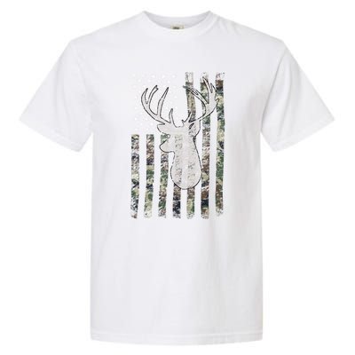 Camouflage Flag Hunter Buck Deer Hunting Garment-Dyed Heavyweight T-Shirt